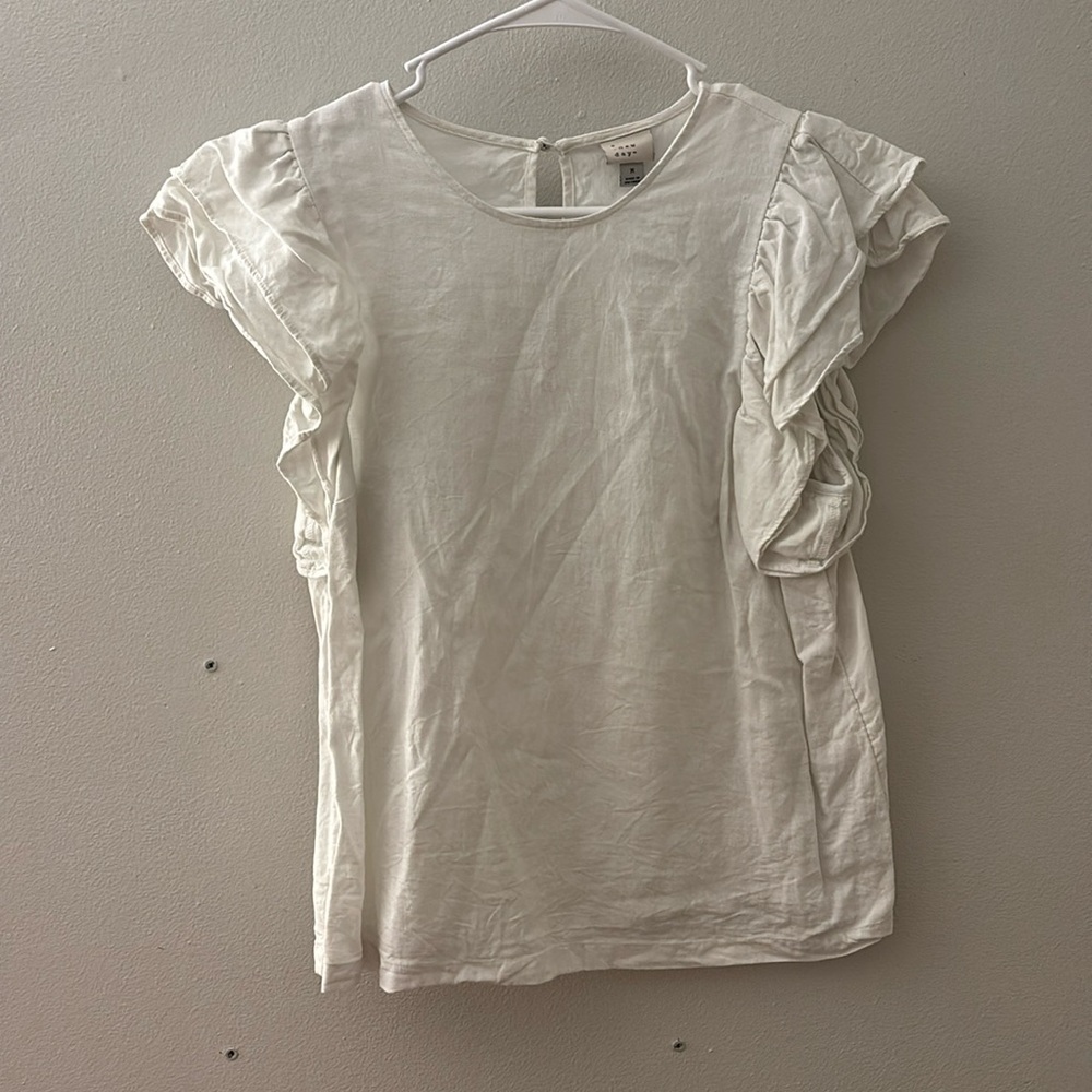 Cream short sleeve blouse